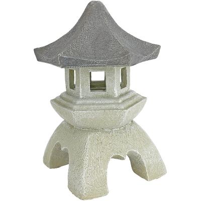 China Wholesale Middle Yard Garden 10 Inch MgO Two Tone Stone Pagoda Lantern Outdoor Statue Ornaments for sale