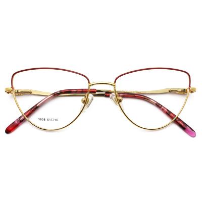 China China Wholesale Women Hot Sale Products Metal Otical Glasses Frame Ready Made Spectacle for sale