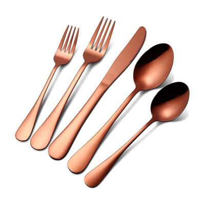 China Custom Viable Chopstick Handle Fork Knife and Spoons Set 20 Pcs Home Dubai Rose Gold Stainless Steel Cutlery Set for Dinner for sale