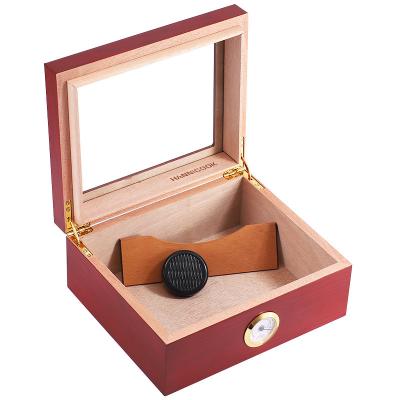 China Storge Cigar For Sale 50 CT Large Humidor Transparent Luxury Portable Wooden Cigar Box With Cedar Tray for sale