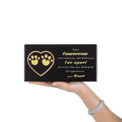 China Viable Handcraft 7.5X5X3.8in Footprints And Heart Pattern Wooden Texture Pet Cinerary Casket for sale