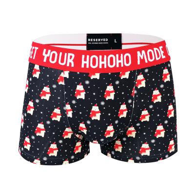 China Antibacterial Wholesale Lovely Printing Customize Logo Christmas Design Soft Mens Boxers Cotton for sale