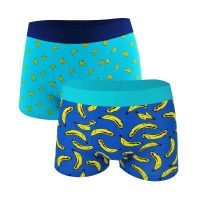 China New Design Antibacterial Banana All Over Print Cotton Male Spandex Underwear Custom Logo Men Boxer For Newspaper for sale