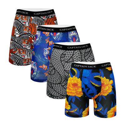 China Antibacterial Custom Fashion Digital Printing Breathable Underwear Men Polyester Spandex Boxer Briefs For Sports for sale