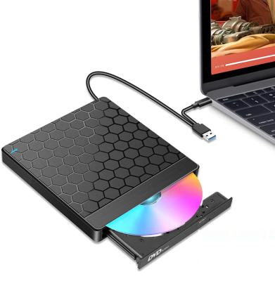 China New USB 3.0 External CD Burner with 4 USB Ports and 2 TF/SD Card Slots for Laptop Mac PC Windows 11/10 Linux OS USB DVD RW External Drive for sale