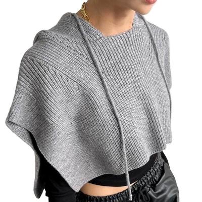 China Wholesale Lady Poncho Long Sleeve Cape Women Anti-wrinkle Knitted Sweater With Hoodie for sale