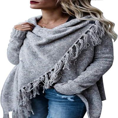 China Poncho Coats Women Long Sweater cardigan Lady Cardigan Long Sleeve Anti-wrinkle Knitted Sweater Women Wholesale With Tassels for sale