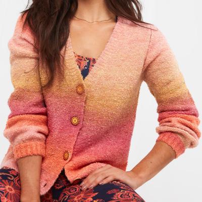 China Warm Winter Sleeve Stripe Cardigan Anti-wrinkle Chunky Custom Fitted Knitted Cardigan Color Block Long Cardigan for sale