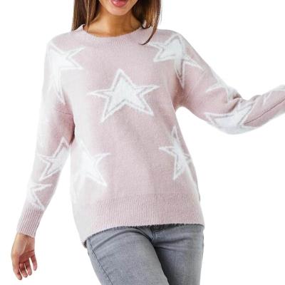 China Anti-Wrinkle Sweater Ladies Full Jumper Star Sweater Women Knitted Custom Made for sale