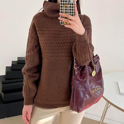 China Korean style sweater sweater anti-pilling long sleeve fashion ladies knitted sweaters featuring long sleeves women turtle neck sweater for sale