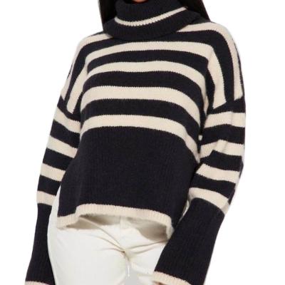 China Anti-pilling ladies a loose waist high neck sweater knit poncho women neck sweater the top for sale