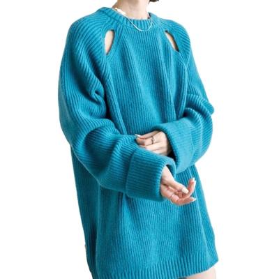 China Anti-wrinkle Fashionable Soild Women Colored Sweater Pullovers Good Quality Women's Long Pullovers for sale