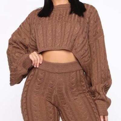 China Anti-Wrinkle New Jumper Pants Knitted Women Sweater 2 Piece Set 2 Piece Sweater Set Women Clothing Sweater Set For Women for sale