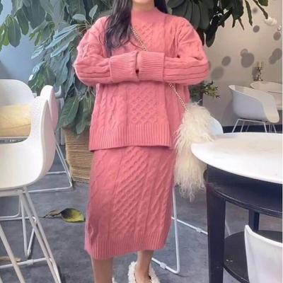 China Anti-Wrinkle New Jumper Pants Knitted Women Sweater 2 Piece Set 2 Piece Sweater Set Women Clothing Sweater Set For Women for sale