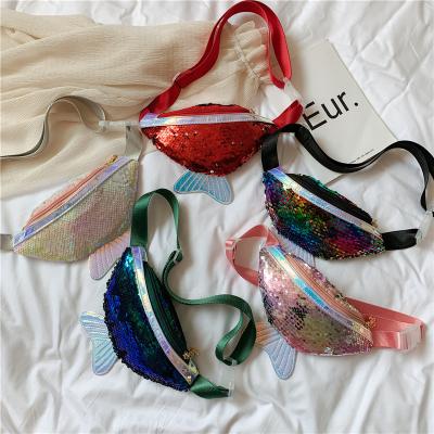 China 2021 Kids Mermaid Designer Sequin Fanny Pack Chest Bag Children Bling Anti-theft Waist Bag For Girl for sale