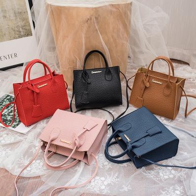 China 2021 Fashion Trend Simple Lychee Pattern Handbag PU Leather Women Tote Handbag for sale