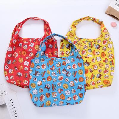 China Folds in 2021 Promotional Small Cartoon Bags Square Eco-friendly Foldable Shopping Bag Supermarket Shopping Bag for sale