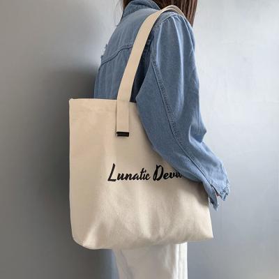 China Custom Folding Canvas Letter Shopping Bag Supermarket Promotion Tote Bag Shopping Bag With Simple Logo for sale