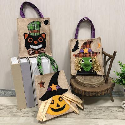 China Halloween Party Decoration Halloween Pumpkin Handbag Witch Pumpkin Embroidery Supermarket Gift Nonwoven Bag for sale