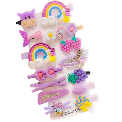 China Woven Hair Clips Children's Rainbow Cartoon Fruit Fruit Smart Casual Hair Clips Hair Clips 14 Pieces Set for sale