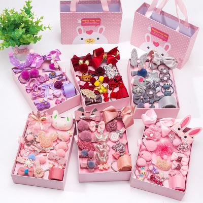 China 18 Pieces Smart Casual Gift Set Korean Hair Accessories Kids Pink Princess Bow Hairclips Hairing Costume For Girl for sale