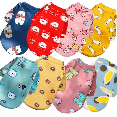 China Autumn Winter Dog Cartoon Print Clothes Cotton Warm Stocked Hoodie Teams Dog Clothes for sale