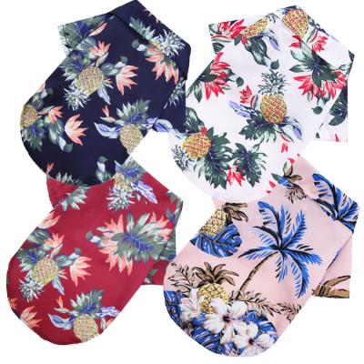 China Stocked Small And Medium Size Dog Summer Hawaii Pineapple Coconut Tree Shirt Pet Clothes Cat And Dog Clothes for sale