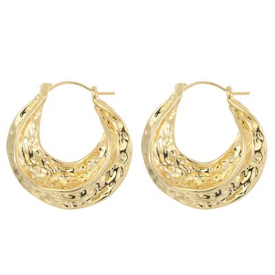 China CLASSIC Luxury Gold Plated Natural Lines Big Gold Circle Women Metal Earrings for sale