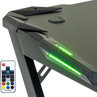 China 2020 Latest RGB LED Wooden Computer Desk Gaming Table Computer Desk (Height) Adjustable for sale