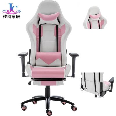 China Pink Hot Selling Adjustable Sillas (Height) Gamer RGB Custom Massage Blue-tooth Gaming Chair With Footrest for sale