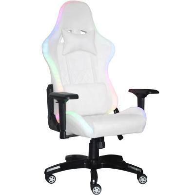 China Hot Selling Salon Gaming RGB Computer Chair White Massage Function Swivel (Height) Adjustable Led Gaming Chairs for sale