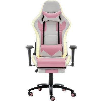 China Cooling Reclining Pink Gaming Chair LED Gaming Chair Swivel Gaming Chair Cabriolet de rosas de sillas de juego for sale