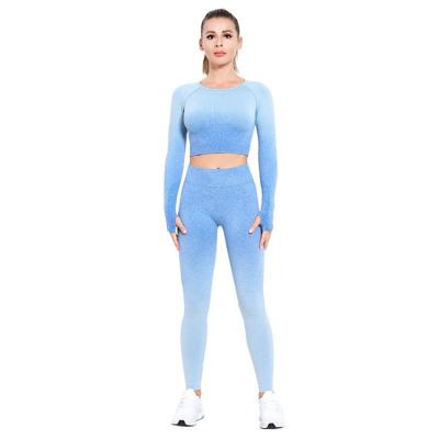 China Wholesale Sale Breathable Flexible Four Way Stretch Sports Sport Women Yoga Wear Set For Women Gradient for sale