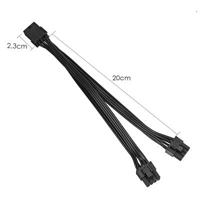 China 8 Pin Female To Dual 6+2 Pin Male Extension Power Cable 18AWG PCIe Electronic PCI Fusion Graphics Card Custom Cable for sale