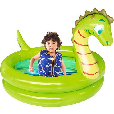 China OEM/ODM Swimming Equipment Child 2-Ring Dinosaur Inflatable Kiddie Pool, Summer Backyard Outdoor Water Play, Kiddie Bottom Play Round Pool age for sale