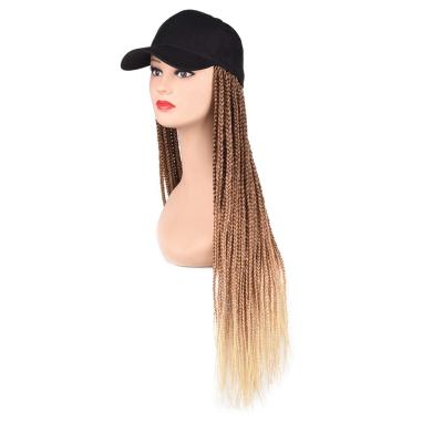 China Long Regular Wave Blonde Synthetic Hair Baseball Cap Wig Ombre Hair Cap Braiding Wig With Box Braided Braids For Women Girls for sale