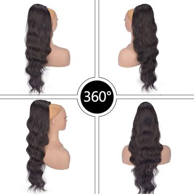 China Long Body Wave Ponytail Hair Extension Wavy Ponytail For Women 24Inch Synthetic High Blow Heat Resistant Wigs For Dai for sale