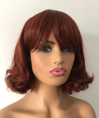 China Kinky Curl Bobo Imogen Red Cute Mid Length Synthetic Wig for sale