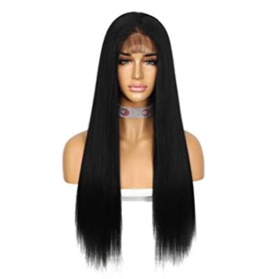 China Afro Wave Lace Front Wigs Long Straight Natural Hair To Heavy Duty Synthetic Lace Front Wig Daily Party LC0116 for sale