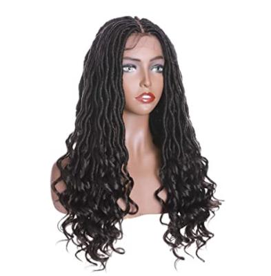 China Afro Wave Lace Front Wigs For Color Women Synthetic Hair Wavy Goddess Braids Medium Part Wig LC0080 for sale