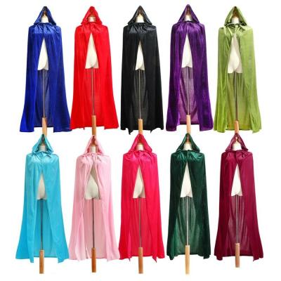 China Larp Medieval Witchcraft Halloween Hooded Cloak Polyester Velvet Wicca Robe Long Robe for sale