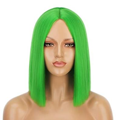 China NEW-LOOK Green Afro Wave Wigs For Women, Bob Wig Straight Cosplay Wigs Short C0252 for sale