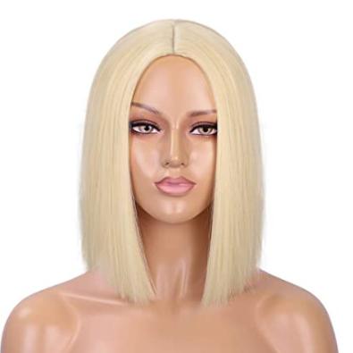 China NEW-LOOK Blonde Afro Wave Bob Wigs For Women Medium Straight Part Wig Heat Resistant Synthetic Wigs C0250 for sale