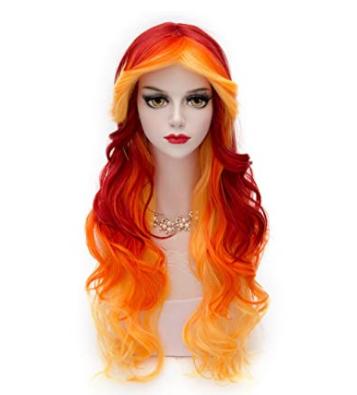 China NEW-LOOK Afro Wave Women Wigs Yellow Orange Curly Wavy Wig Long For Girls Colored Wigs C0239 for sale