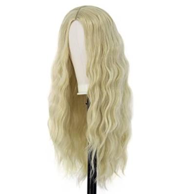 China NEW-LOOK Afro Wave Costume Women Long Blonde Wigs For Abracadabra Costume Party Blonde Wavy Hair Wigs C0228 for sale