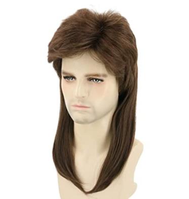 China NEW-LOOK Top Afro Wave Mullet 80s Cosplay Wigs For Men Brown Wigs Long Halloween Costume Party Wigs C0001 for sale