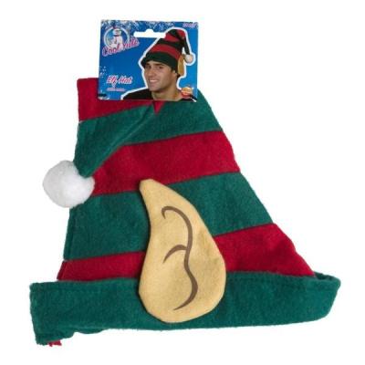 China Picture Green/Red Striped Elf Hat With Ears for sale