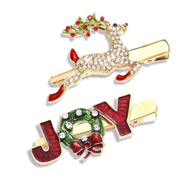 China European and American elk glittering deer style alligator metal clip ladies girl non-slip jewelry for holiday party ornament for sale