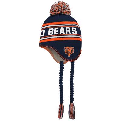 China COMMON knit hat Chicago Bears knit hat with Pom Navy /Orange for sale