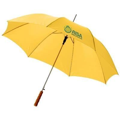 China Transitional OPEN UMBRELLA with wooden handle in yellow for sale